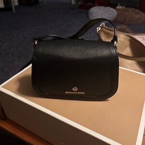 Michael Kors Lucie Black Pebbled Leather Crossbody Bag